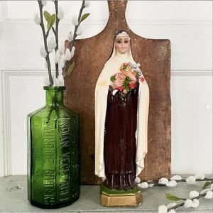 Vintage St. Therese Lisieux Little Flower Chalk Statue Columbia Italy Saint